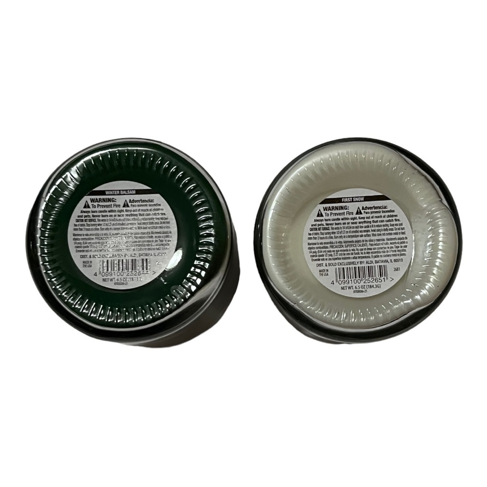 SOY blend jar candles one winter balsam one first snow 6.5 oz, 3” tall 2 5/8”dia - Picture 2 of 8